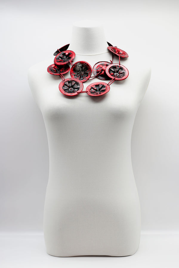 Recycled Big Plastic Bottle Bottom Necklace - Hand Painted - Jianhui London