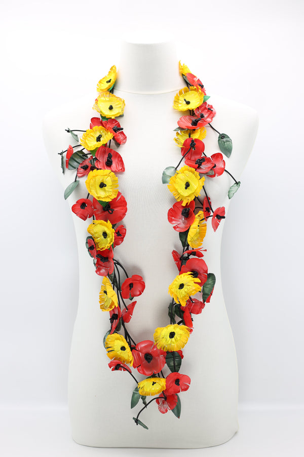 Upcycled plastic bottles - sunflower and poppy necklaces -set - Jianhui London