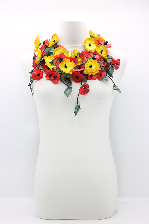 Upcycled plastic bottles - sunflower and poppy necklaces -set - Jianhui London