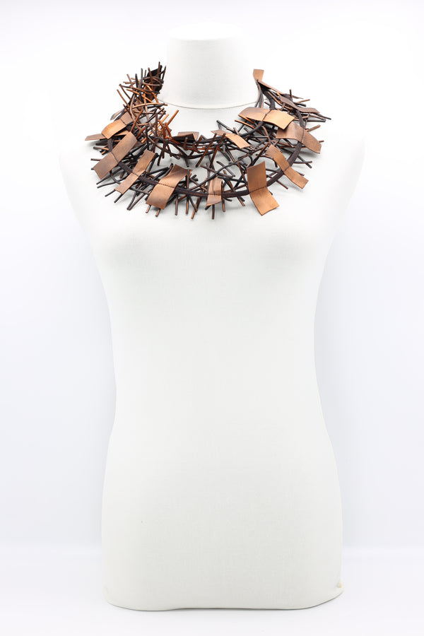 Recycled Leatherette on Cord & Bird's Nest Necklaces Set - Jianhui London