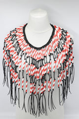 Paper Straw Tribal Fringe Short Necklaces -3 row - Jianhui London