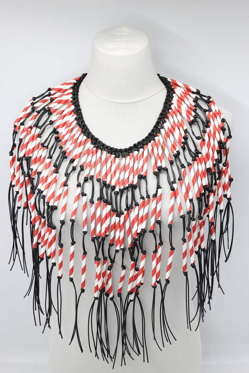 Paper Straw Tribal Fringe Short Necklaces -3 row - Jianhui London